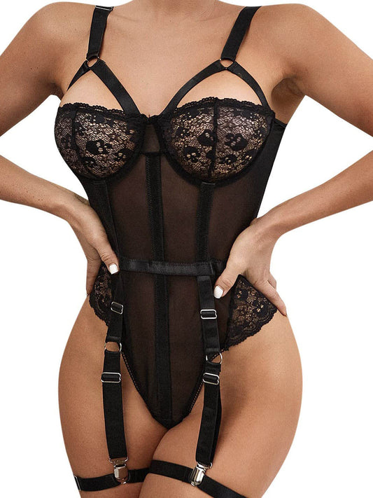 Midnight Dominance Lace Bodysuit