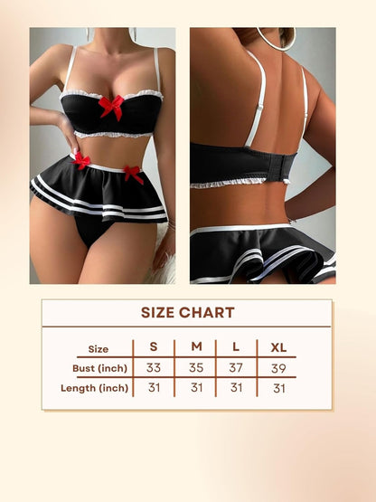 Sexy Housekeeper Bow Bikini Set